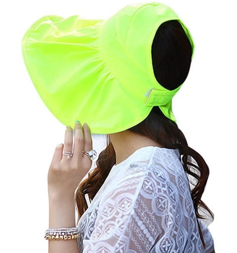 Sun Hats Women's UV Sun Protective Visor Summer Wide Brim Sun Hat Floppy Fold Beach Hat - Green - CI12DOPKR7F $9.64