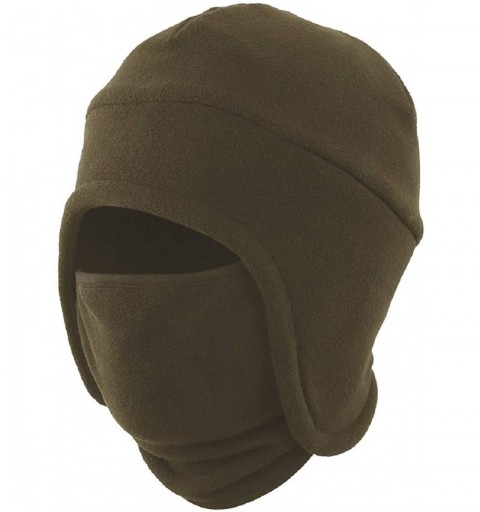 Skullies & Beanies Men's Warm 2 in 1 Hat Winter Fleece Earflap Skull Sports Beanie Ski Mask - Army Green - CR18YZWA8XC $14.55