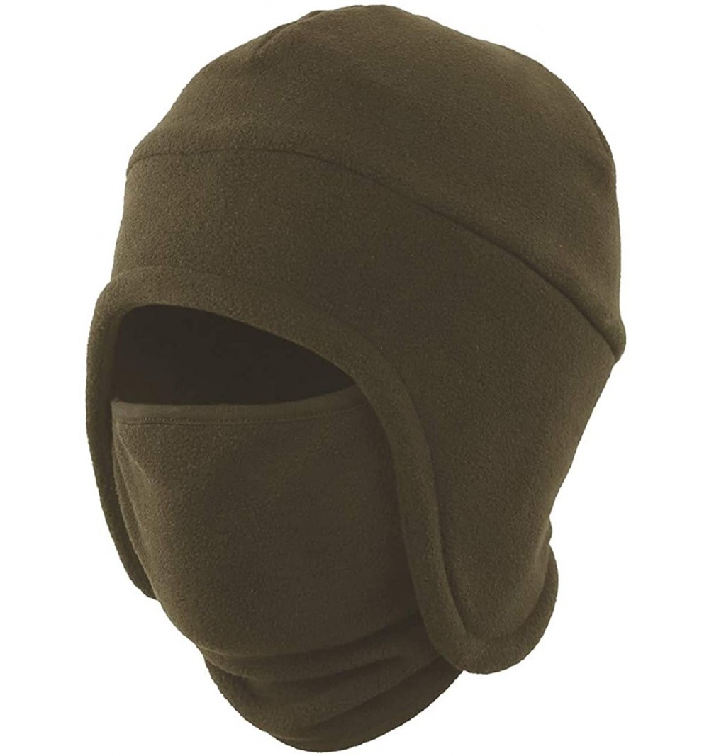 Skullies & Beanies Men's Warm 2 in 1 Hat Winter Fleece Earflap Skull Sports Beanie Ski Mask - Army Green - CR18YZWA8XC $14.55