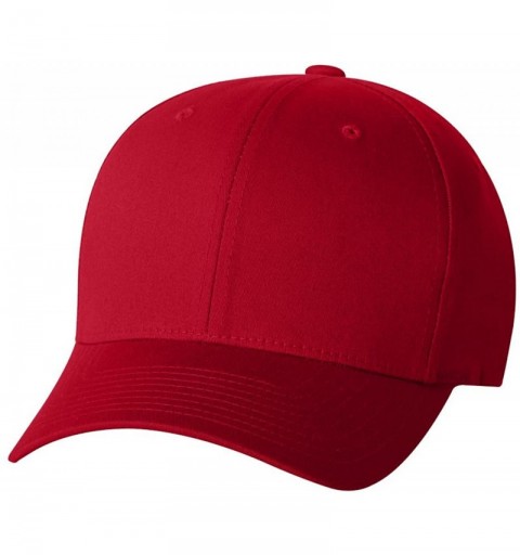 Baseball Caps Brushed Cotton Twill Mid Profile Velcro Cap - Red - C611H6C2RDZ $8.42