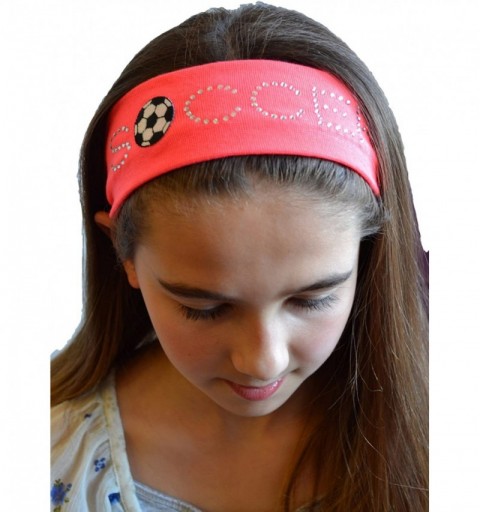 Headbands SOCCER BALL Rhinestone Cotton Stretch Headband for Girls- Teens and Adults Soccer Team Gifts - Dark Turquoise - CL1...