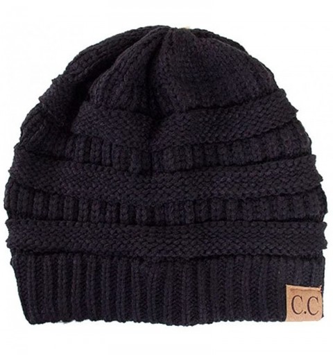 Skullies & Beanies Trendy Warm Chunky Soft Stretch Cable Knit Beanie Skull Cap - Black - CH126QDGCH1 $9.38