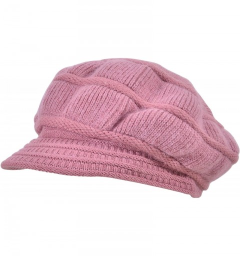 Bucket Hats Women's Wool Knit Winter Hat Warm Plush Lined Snow Ski Visor Caps - Purple - CN18HX0WQAC $37.48
