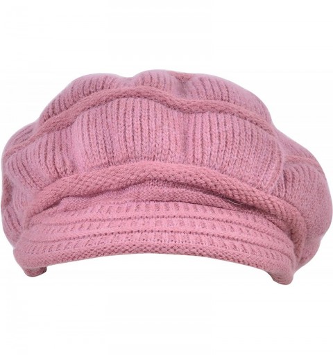 Bucket Hats Women's Wool Knit Winter Hat Warm Plush Lined Snow Ski Visor Caps - Purple - CN18HX0WQAC $18.08