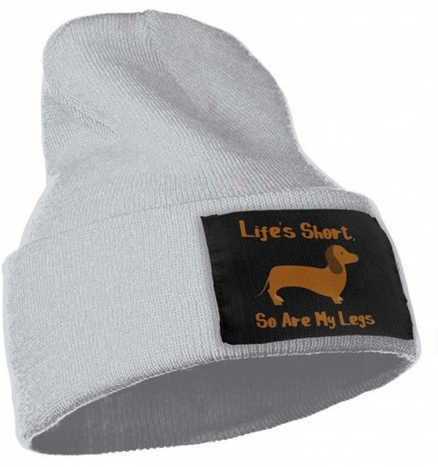 Skullies & Beanies Life's Short- So are My Legs - Dachshund Men Women Knitting Hats Stretchy & Soft Ski Cap Beanie - Gray - C...