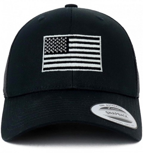 Baseball Caps Flexfit Oversize XXL Grey American Flag Embroidered Retro Trucker Mesh Cap - Black - CY18LHO87OK $24.19