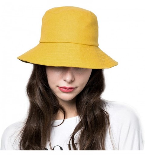 Sun Hats Bucket Sun Hat Women Floppy Cotton Hats Wide Brim Summer Beach Fisherman's Caps UPF 50+ UV Packable - A4-yellow - CO...