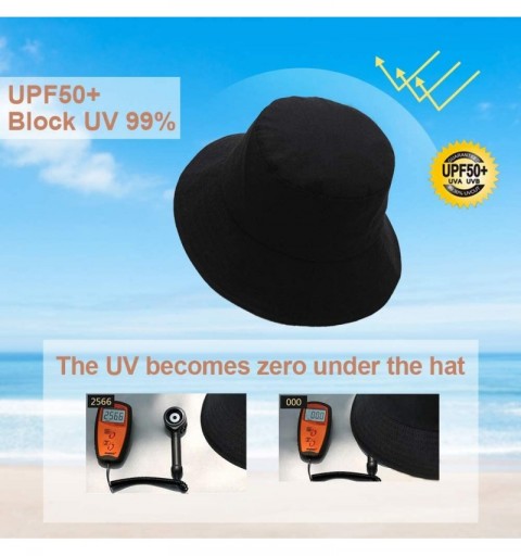 Sun Hats Bucket Sun Hat Women Floppy Cotton Hats Wide Brim Summer Beach Fisherman's Caps UPF 50+ UV Packable - A4-yellow - CO...