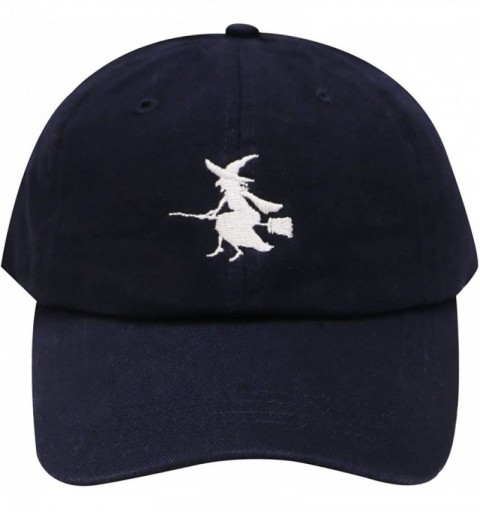 Baseball Caps Witch & Broom Cotton Baseball Cap - Navy - C112MRQAVYP $9.85