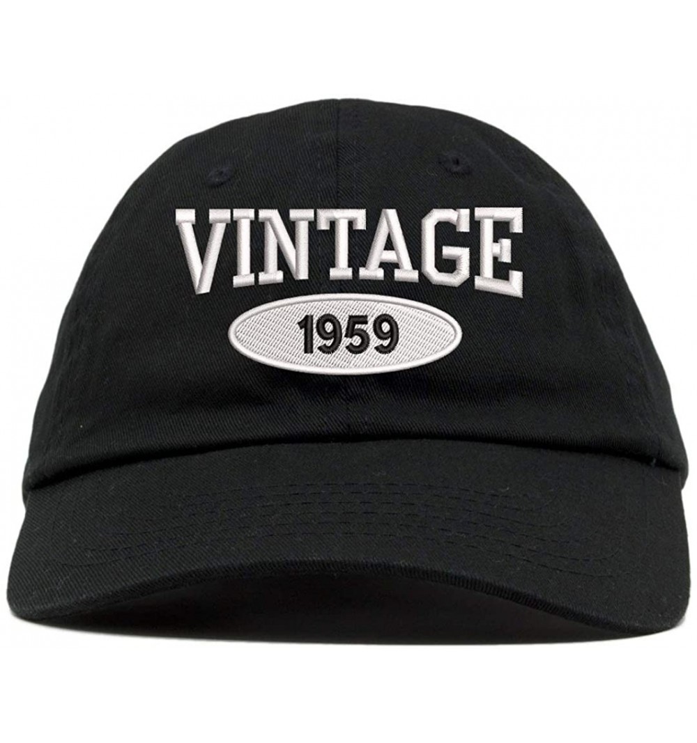 Baseball Caps Vintage 1959 61st Birthday Embroidered Relaxed Fitting Dad Cap - Vc300_black - CO18QHS25GH $17.91