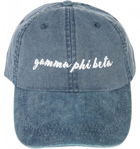 Baseball Caps Gamma Phi Beta (N) Sorority Baseball Hat Cap Cursive Name Font Gamma phi - Midnight Blue - C418SDWXKRC $26.47