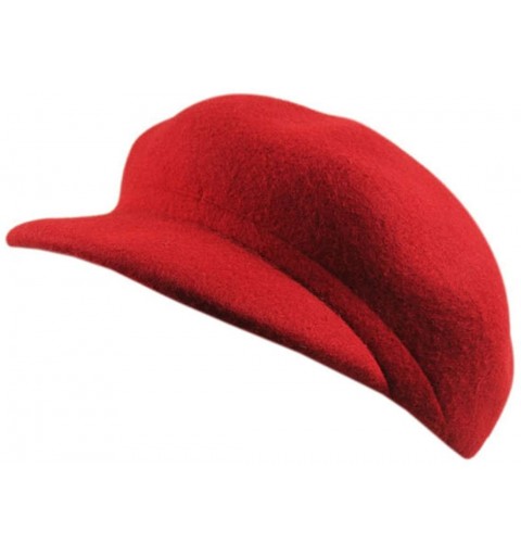 Berets Womens French Artist Painter Newsboy Flat Solid Cap with Short Brim - Red 3 - CR186YD70KK $17.57