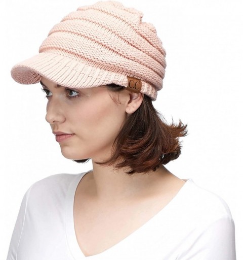 Visors Hatsandscarf Exclusives Women's Ribbed Knit Hat with Brim (YJ-131) - Indi Pink - CA12MZOE4CL $12.35