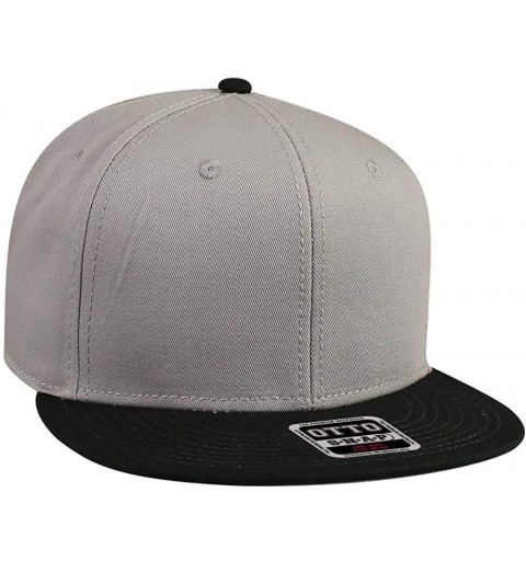 Baseball Caps SNAP Cotton Twill Round Flat Visor 6 Panel Pro Style Snapback Hat - Blk/Gry/Gry - CW12FN5VWY1 $26.85