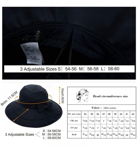 Baseball Caps Womens UPF50 Cotton Packable Sun Hats w/Chin Cord Wide Brim Stylish 54-60CM - 69038_navy - C018DWWW5KW $19.54