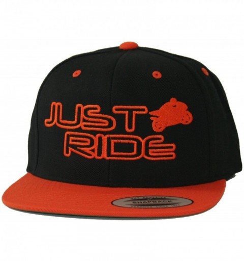 Baseball Caps Street Bike Hat Flat Bill Snapback - Orange - C212DNULJ1J $27.64