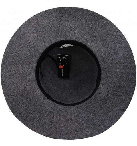 Sun Hats Women's Wide Brim Wool Ribbon Band Floppy Hat - Braided Band_grey - CC18A8GGISX $22.32