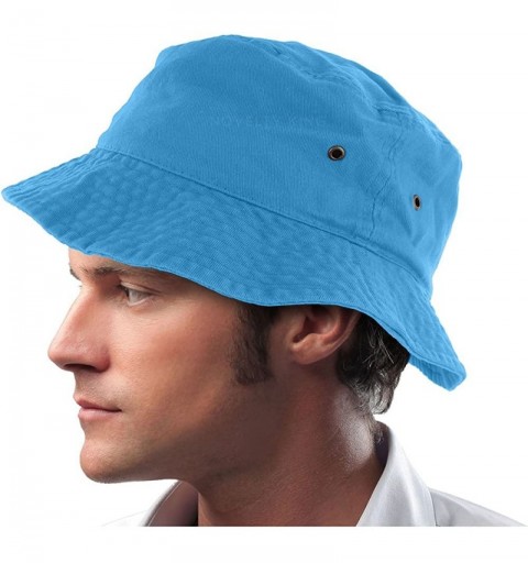 Skullies & Beanies Mens 100% Cotton Fishing Hunting Summer Bucket Cap Hat - Turquoise - CL11VSYSW2R $11.69