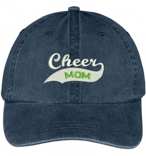 Baseball Caps Cheer Mom Embroidered Soft Crown 100% Brushed Cotton Cap - Navy - CY17YTHKGTH $18.68