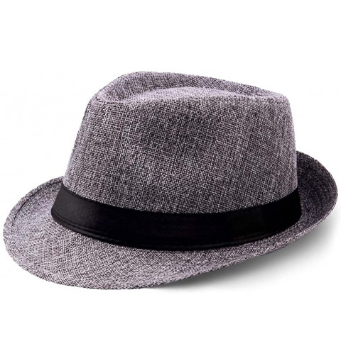 Fedoras 1920s Panama Fedora Hat Cap for Men Gatsby Hat for Men 1920s Mens Gatsby Costume Accessories - Gray - CC18HTTSHLX $10.70