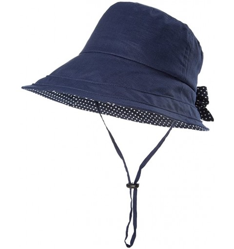 Bucket Hats Packable Sun Bucket Hats for Women with String Beach SPF Protection Bonnie Gardening 55-59cm - Navy_89009 - CY18C...