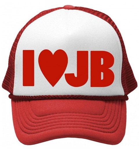 Baseball Caps I Heart JB - Unisex Adult Trucker Cap Hat - Red - CM11OE8ZMIL $7.77