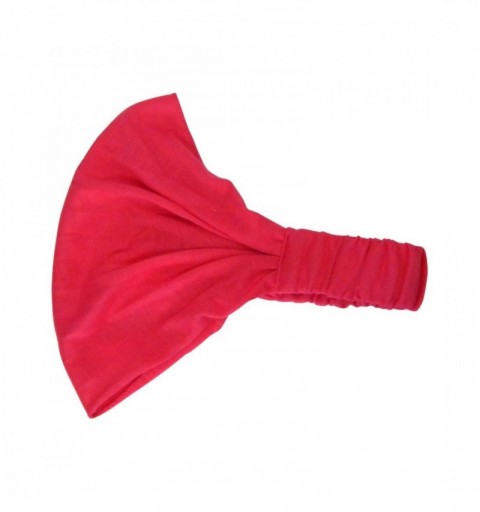 Headbands Hot Pink Wide Cotton Head Band Solid Boho Yoga Style Soft Hairband - Hot Pink - CV11SUASBNB $20.99
