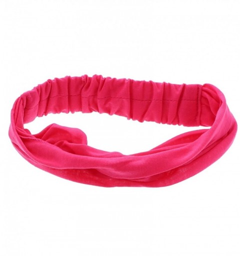 Headbands Hot Pink Wide Cotton Head Band Solid Boho Yoga Style Soft Hairband - Hot Pink - CV11SUASBNB $10.91