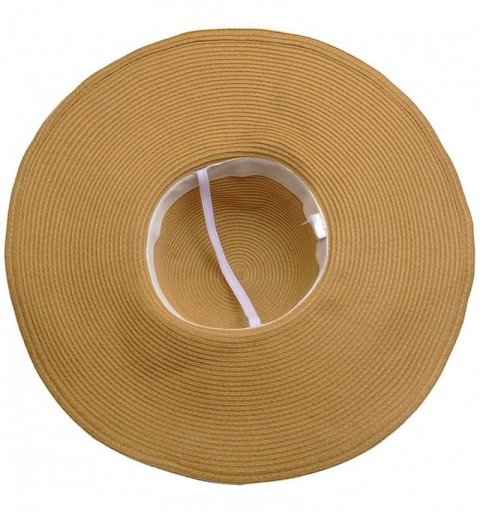 Sun Hats Women Floppy Derby Hat Wide Large Brim Beach Straw Sun Cap - Style 1 Brown - CP11TNP88D1 $11.52