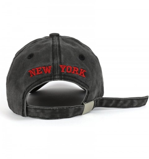 Baseball Caps New York NY Text 3D Embroidered Baseball Cap Long Tail Strap - Black - CT18CD0739O $10.08