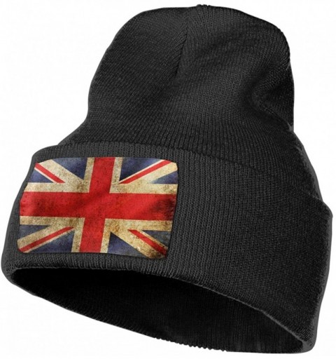 Skullies & Beanies Men&Women Union Jack British Flag England Old Winter Beanie Hat Cuffed Plain Skull Knit Hat Cap - Black - ...