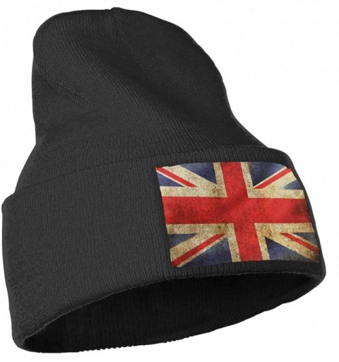 Skullies & Beanies Men&Women Union Jack British Flag England Old Winter Beanie Hat Cuffed Plain Skull Knit Hat Cap - Black - ...