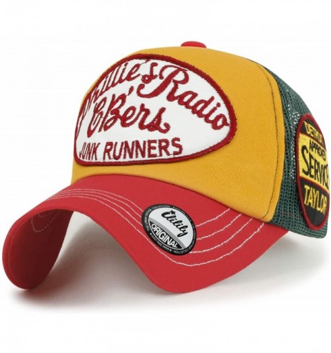 Baseball Caps New Vintage Style Mesh Medium Baseball Cap 2254 - Red&yellow - CQ18QRDMCI5 $29.83