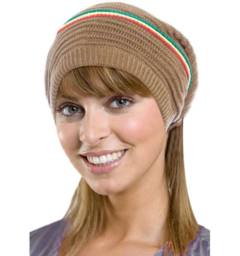 Skullies & Beanies Men/Women's Retro Oversized Slouchy Winter Knit Beanie Hat - Color Stripes_khaki - C0186WOQ9NR $11.47