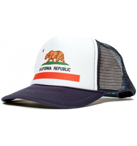 Baseball Caps California Flag Cali Unisex-Adult One Size Trucker Hat Cap (White/Navy) - CW11T57X0DZ $12.35