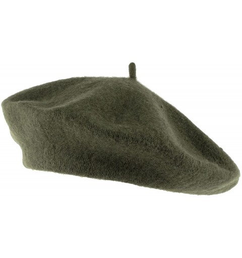 Berets Wool Blend French Beret for Men and Women in Plain Colours - Khaki - CT12NT6FP9L $7.32