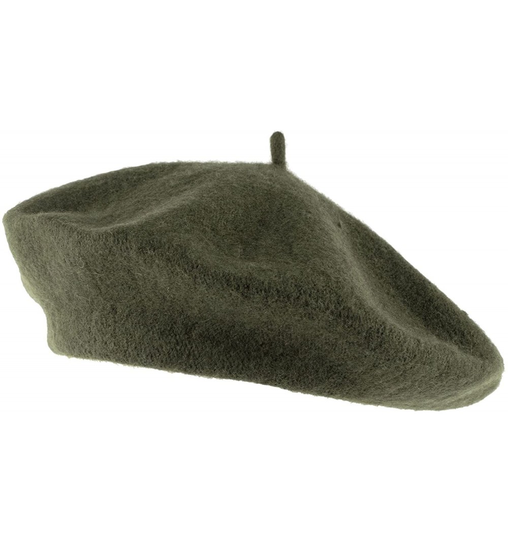 Berets Wool Blend French Beret for Men and Women in Plain Colours - Khaki - CT12NT6FP9L $7.32