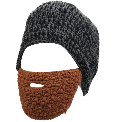 Skullies & Beanies Women's Beard Mustache Knitted Striped PHat Hip Hop Beanie Cap - Gray-brown - CI18Q3DIQQ8 $8.44