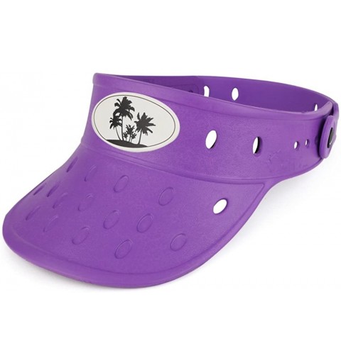 Visors Durable Adjustable Floatable Summer Visor Hat with Large Palm Tree Snap Charm - Purple - CH17YXZ3608 $20.93