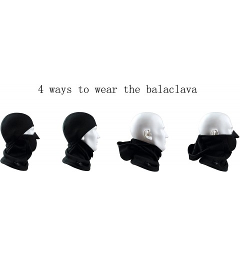 Balaclavas Winter Windproof Fleece Thermal Motorcycle Ski Headwear Balaclava - Black - CV12O1RLFPB $14.47