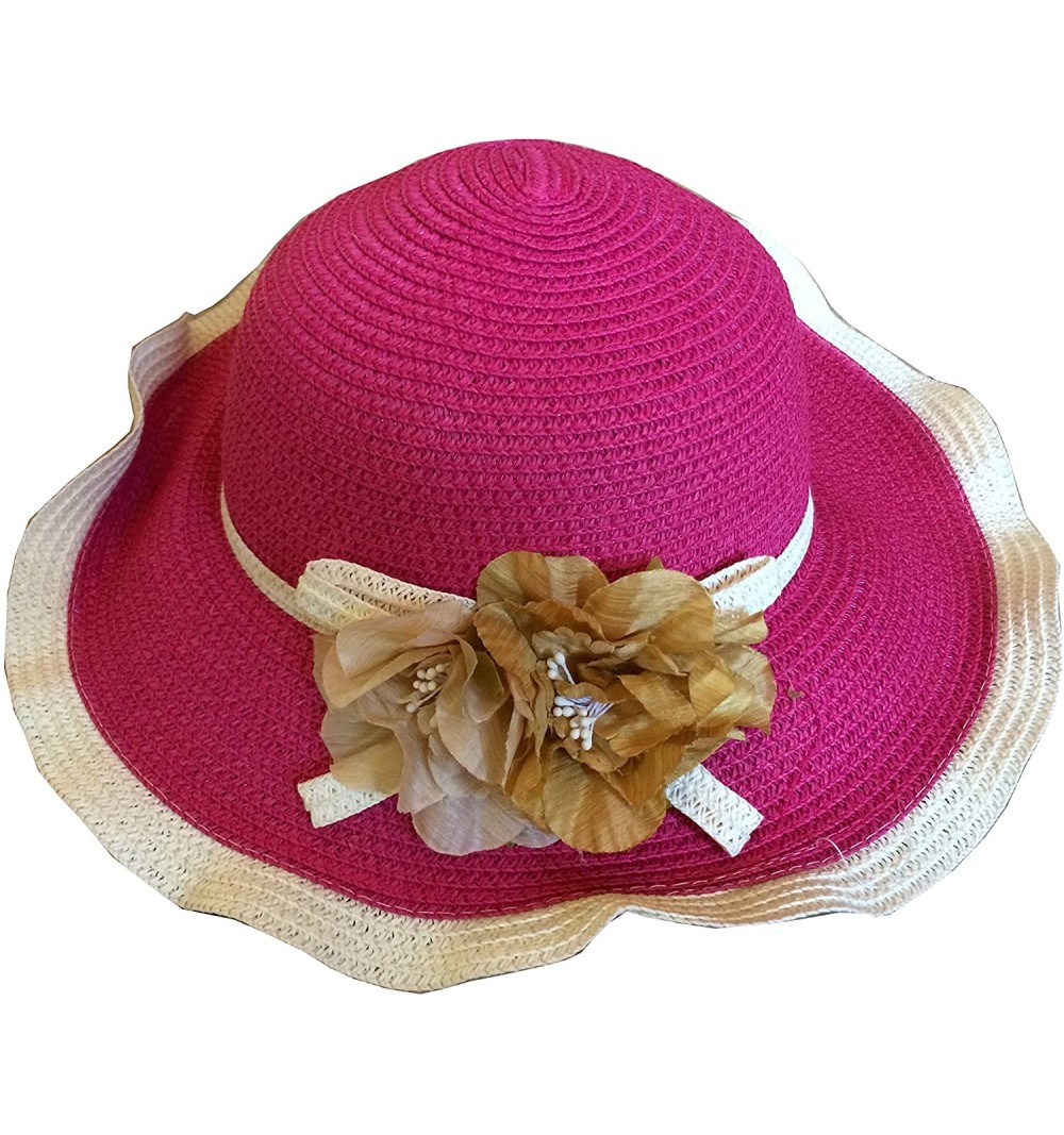 Sun Hats Women Sun Hat Brim Beach Straw Floppy Derby Cap - Sh03-pink - C412E4JXFJR $10.35