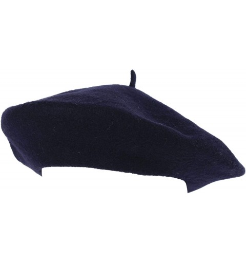 Berets Wool French Beret for Men and Women in Plain Colours - Navy - CM18QZ277NS $10.27