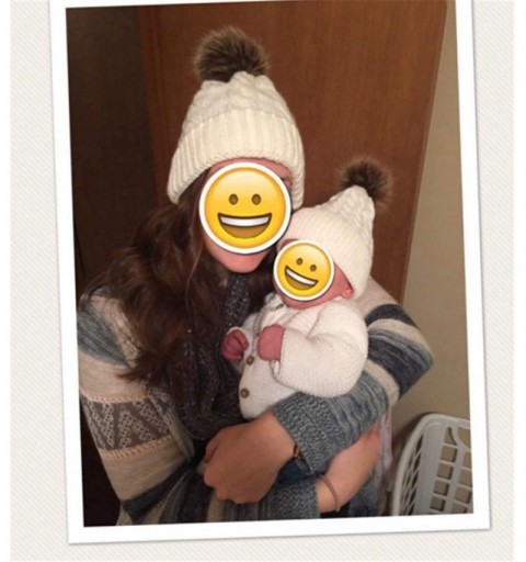 Skullies & Beanies 2PCS Parent-Child Hat Warmer- Mommy and Me Cable Knit Winter Warm Hat Beanie - White - C118KKTG7C0 $16.43