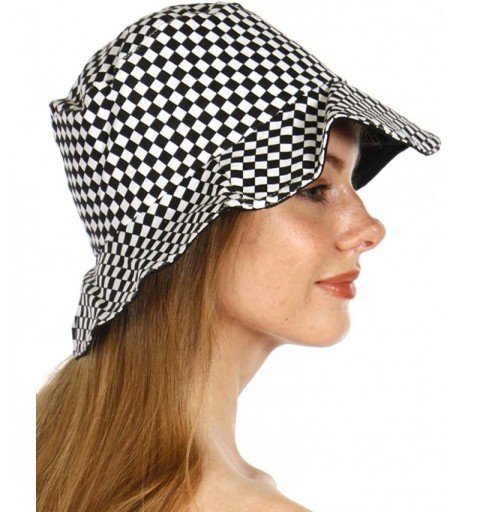 Bucket Hats Bucket Hats for Women- Cotton Packable Plain Cap- Travel Outdoor - Black 2 - C518W7LW7XR $12.21