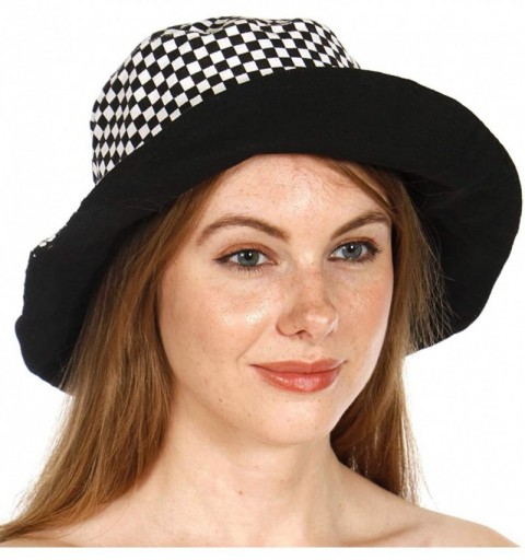Bucket Hats Bucket Hats for Women- Cotton Packable Plain Cap- Travel Outdoor - Black 2 - C518W7LW7XR $12.21
