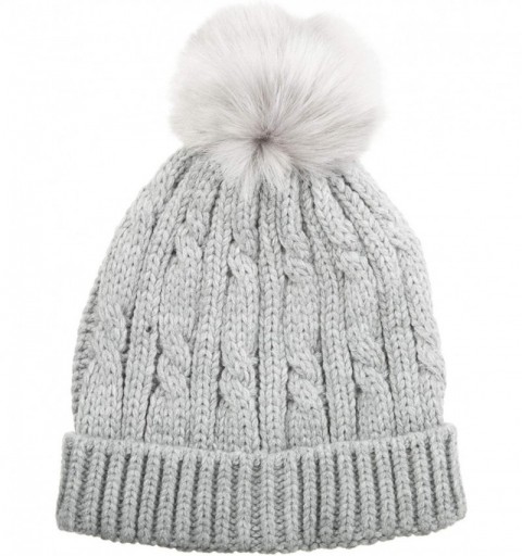 Skullies & Beanies Women's Knit Cold Weather Beanie Hat with Pom Pom - Smartdri Heather Grey - C518HA92Q3E $7.21