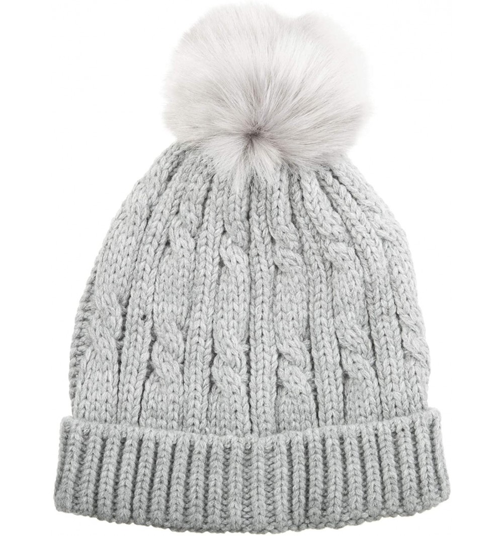 Skullies & Beanies Women's Knit Cold Weather Beanie Hat with Pom Pom - Smartdri Heather Grey - C518HA92Q3E $7.21