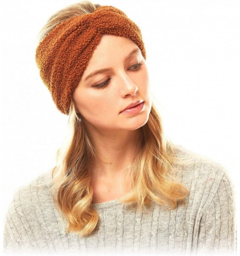 Cold Weather Headbands Women's Winter Knitted Headband Ear Warmer Head Wrap (Flower/Twisted/Checkered) - Sherpa Fleece-brown ...
