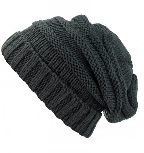 Skullies & Beanies Winter Chunky Soft Stretch Cable Knit Slouch Beanie Skully Ski Hat/Cap - Grey - CL128URRG9J $8.89