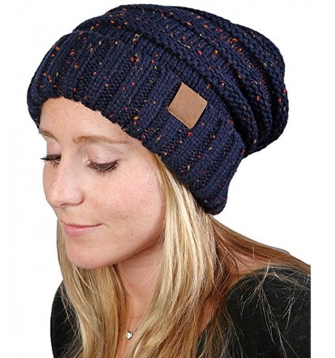 Skullies & Beanies Lady Winter Warm Baggy Skiing Mix Color Knit Spot Wrap Cap Dot Head Hat Black - Blue - CM1888AKIUA $14.08